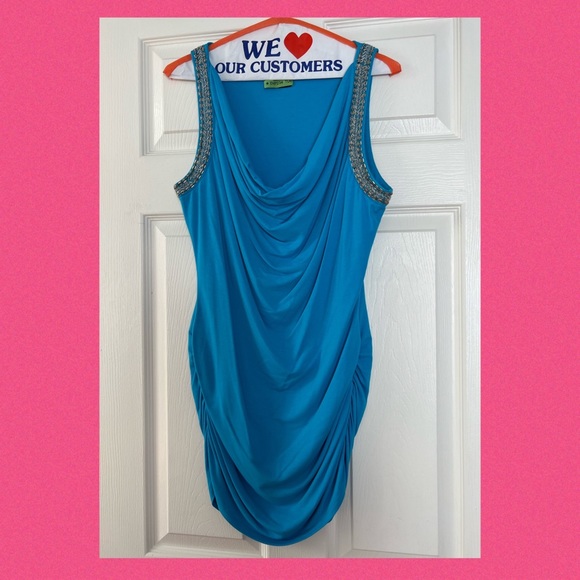 WHITE HOUSE BLACK MARKET Turquoise embellished tank - Picture 6 of 6